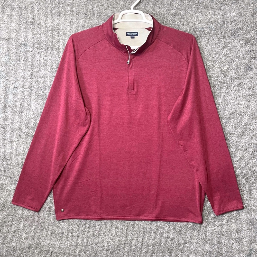 Peter Millar Crown Crafted Mens XXL Merlot Quarter Zip Performance Pullover Golf